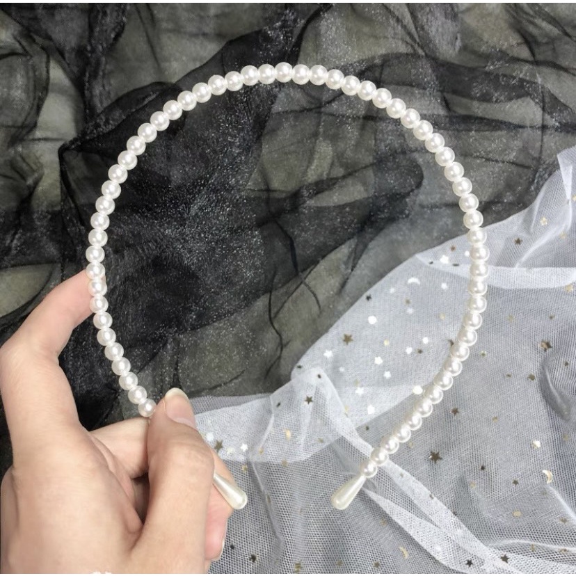 Cài tóc băng đô ngọc trai nhân tạo hạt nhỏ đơn giản phụ kiện thời trang tóc dễ thương