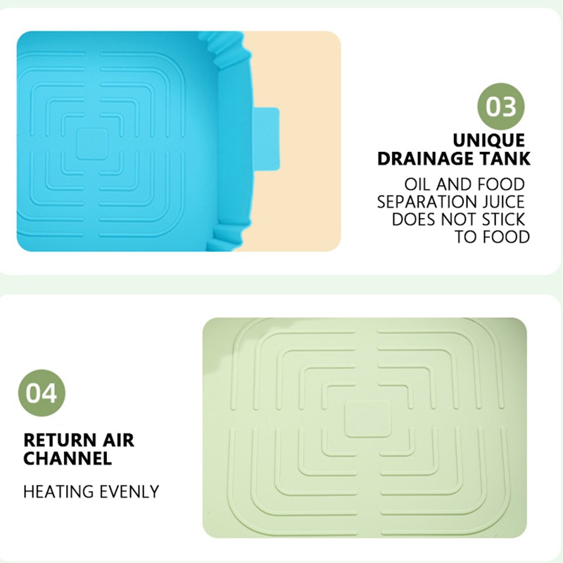 Nồi Chiên Không Dầu Air Fryer Nồi Chiên Không Dầu Air Fryer Silicone Chảo Cho Có Thể Tái Sử Dụng Nướng Bánh Chống Dính Tấm Lót Vuông Rổ Vi Sóng Khay Nướng phụ Kiện