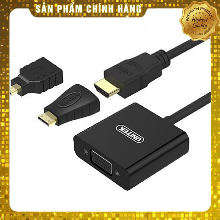 [HÀNG CHÍNH HÃNG] Cáp Chuyển HDMI (3 in 1) To VGA + Audio Unitek - Y6355 - Hàng chính hãng