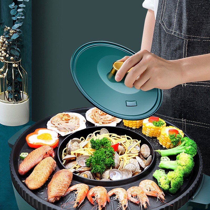 Nồi lẩu nướng điện đa năng 2 trong 1 Nine shield KB - 518 ( Size lớn)