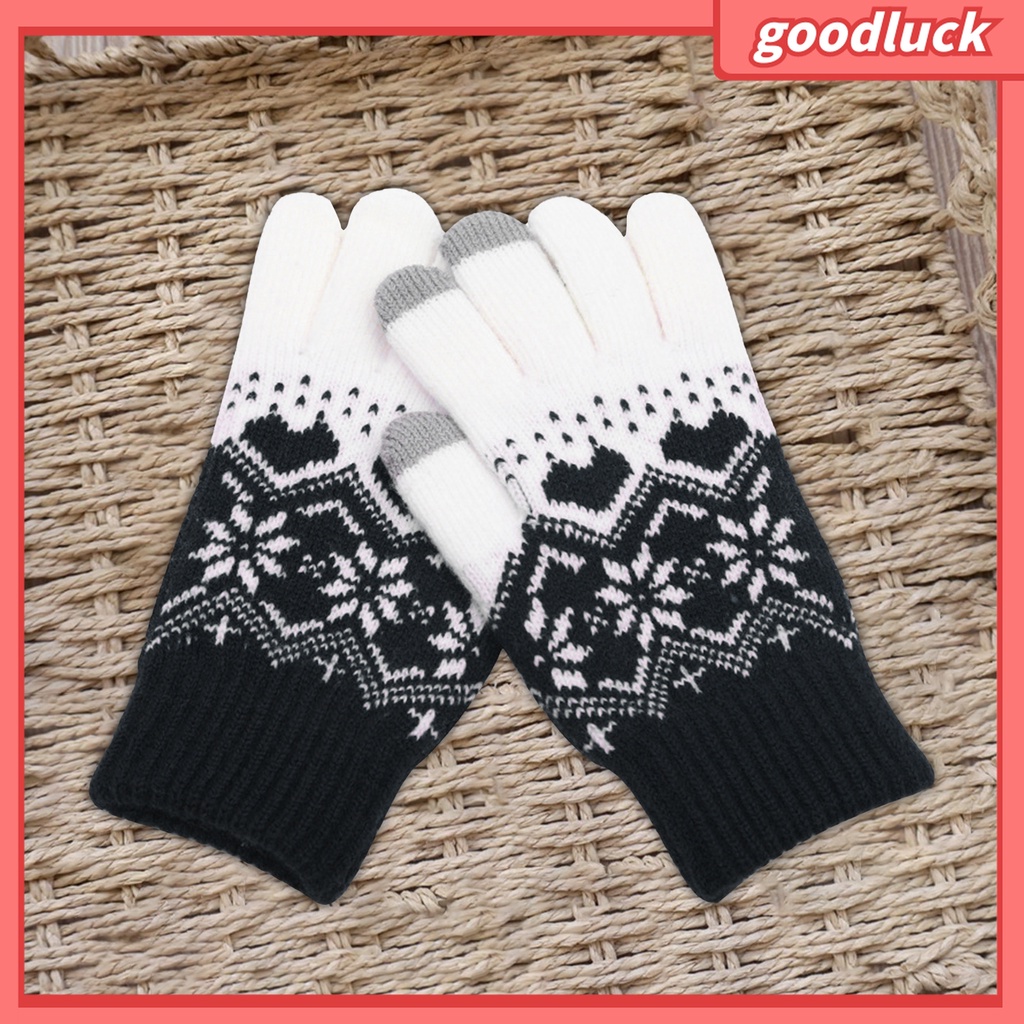 1 Đôi Găng Tay Dệt Kim Dày Dặn Chống Gió Thời Trang Thu Đông Cho Nữ