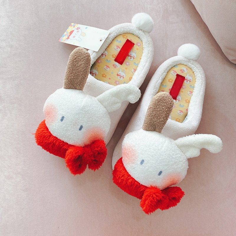 Youyo Dép Bông Đi Trong Nhà Mềm Mại Chống Trượt Hình Tai Thỏ Hoạt Hình Giữ Ấm Mùa Đông Cho Nữ