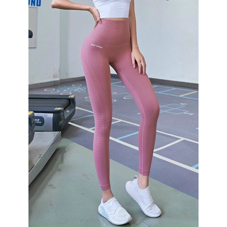 Quần dài legging cap cao nữ tập gym yoga aerobic chạy bộ nữ AMI nâng mông tôn vòng 3