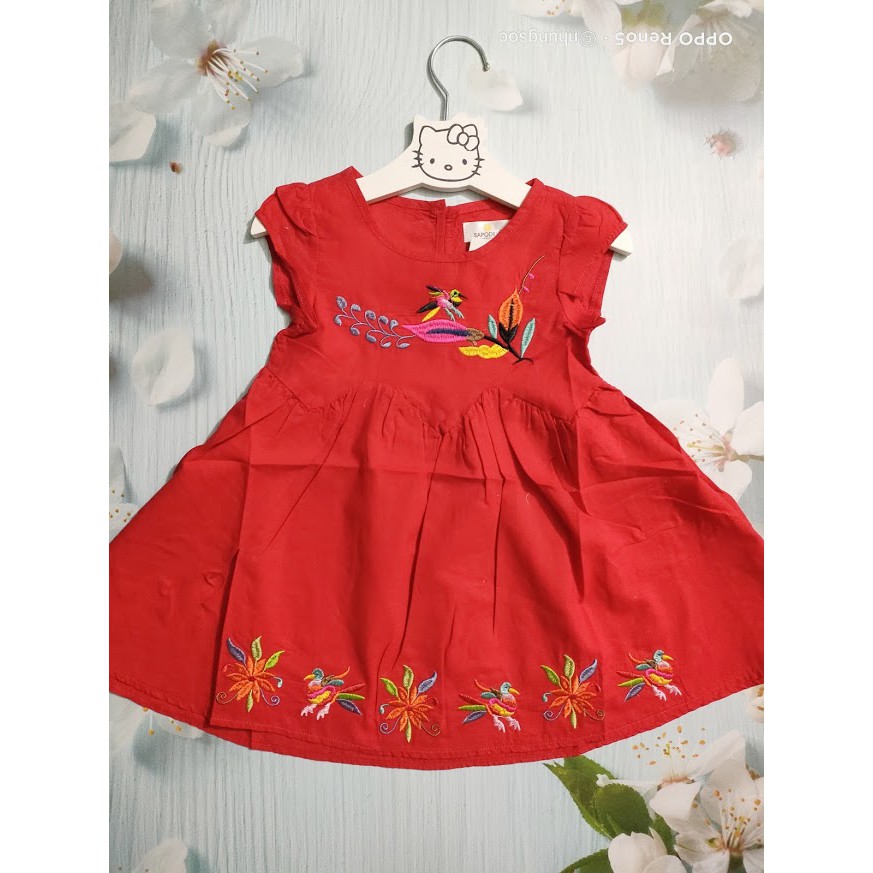 Váy thô mềm Sapodill dáng babydoll thêu chân váy cực xinh