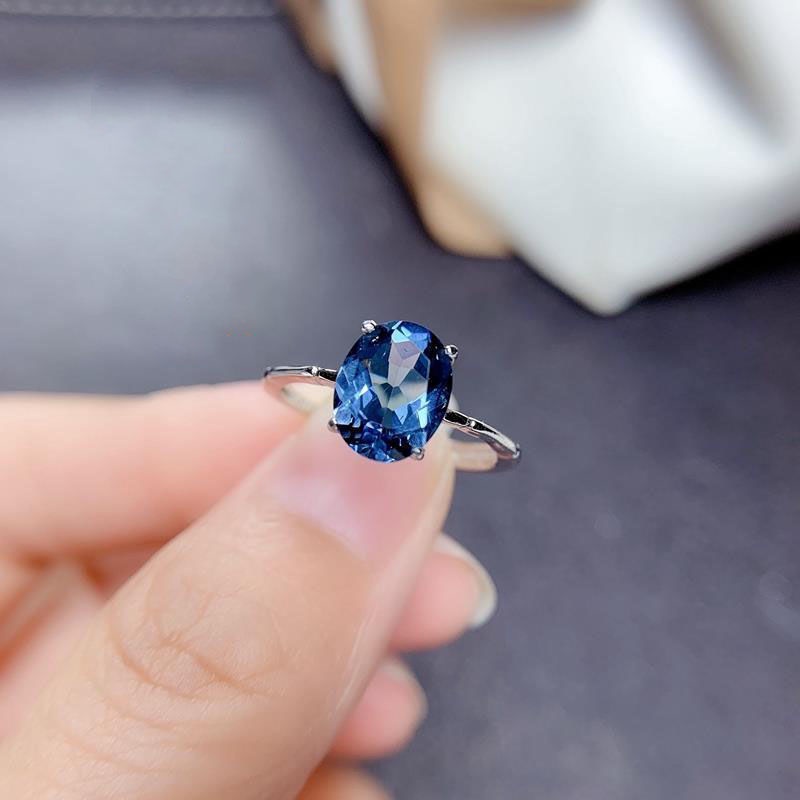 Nhẫn Bạc S925 Đính Đá Topaz Xanh Kiểu Nhật Hàn Thời Trang Cho Nữ