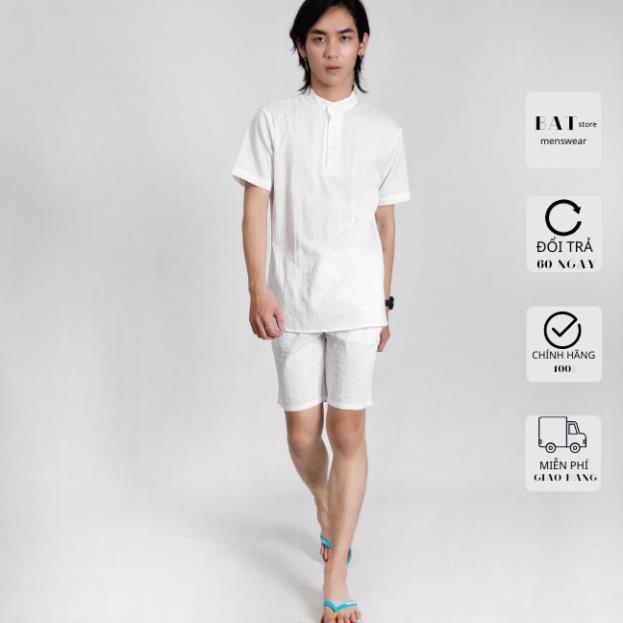 Bộ quần áo đũi cộc tay nam BAT STORE thiết kế áo cổi tàu quần short chất liệu đũi tổng hợp !