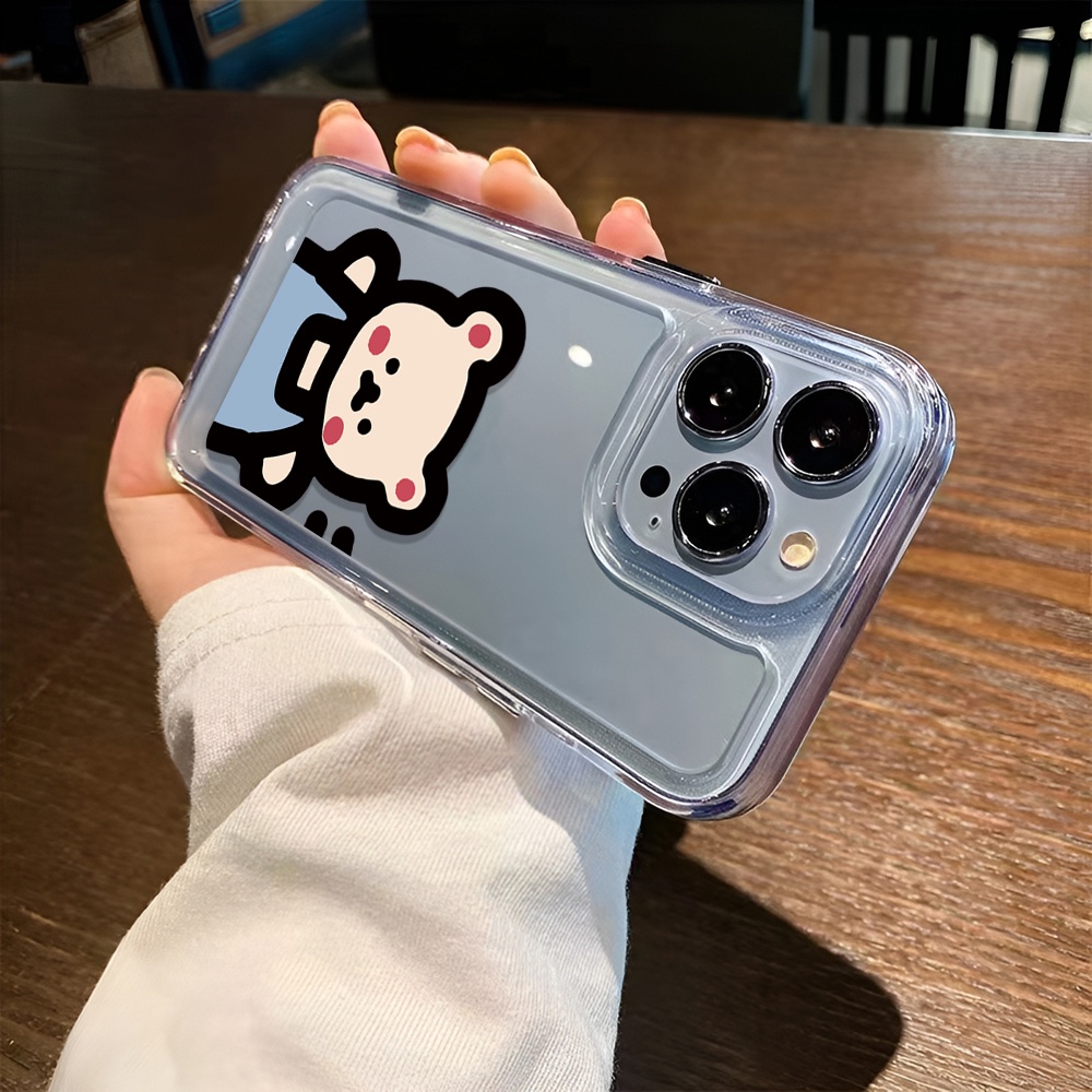 Ốp Điện Thoại Trong Suốt Họa Tiết Chú Gấu Mặc vest Xanh Dương Cho iphone 14ProMax 14Plus 13 11 12 7Plus X XR