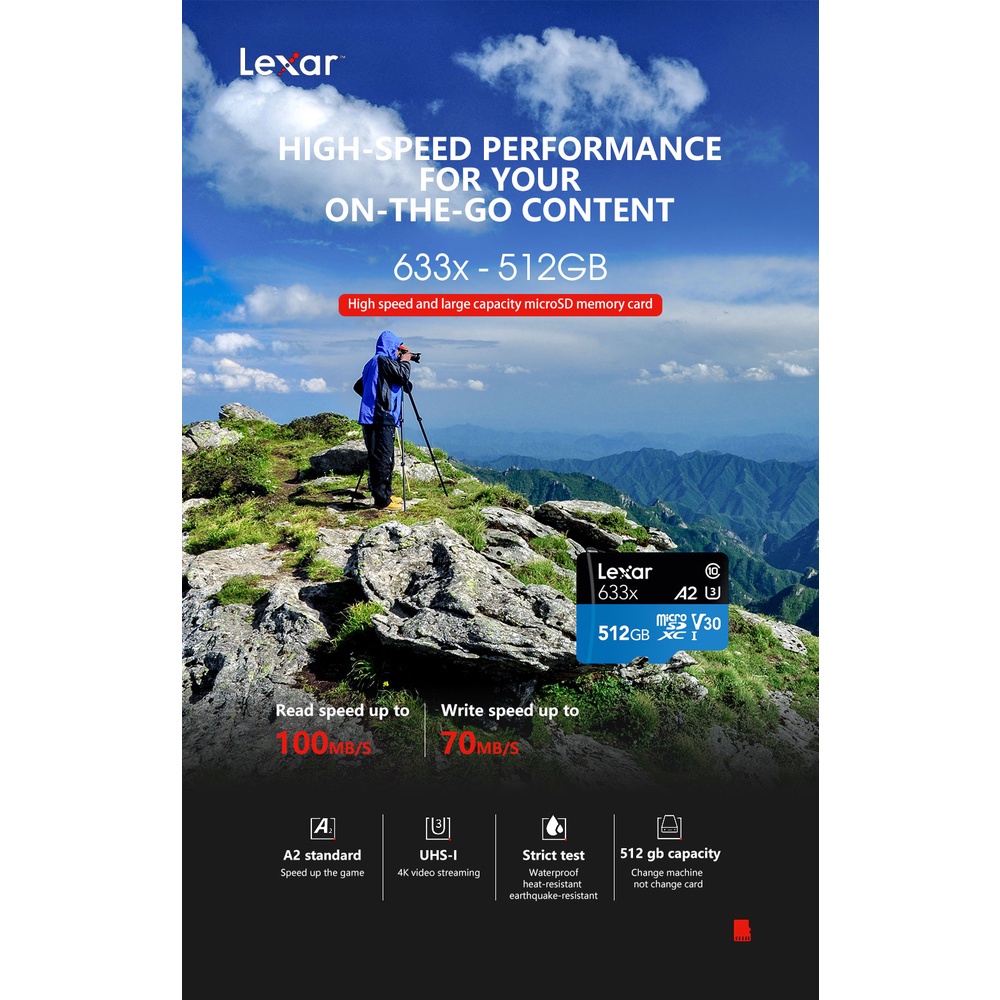 Thẻ Nhớ Micro SD / TF Hiệu Lexar 128GB 32GB 64GB 256GB 512GB 16GB