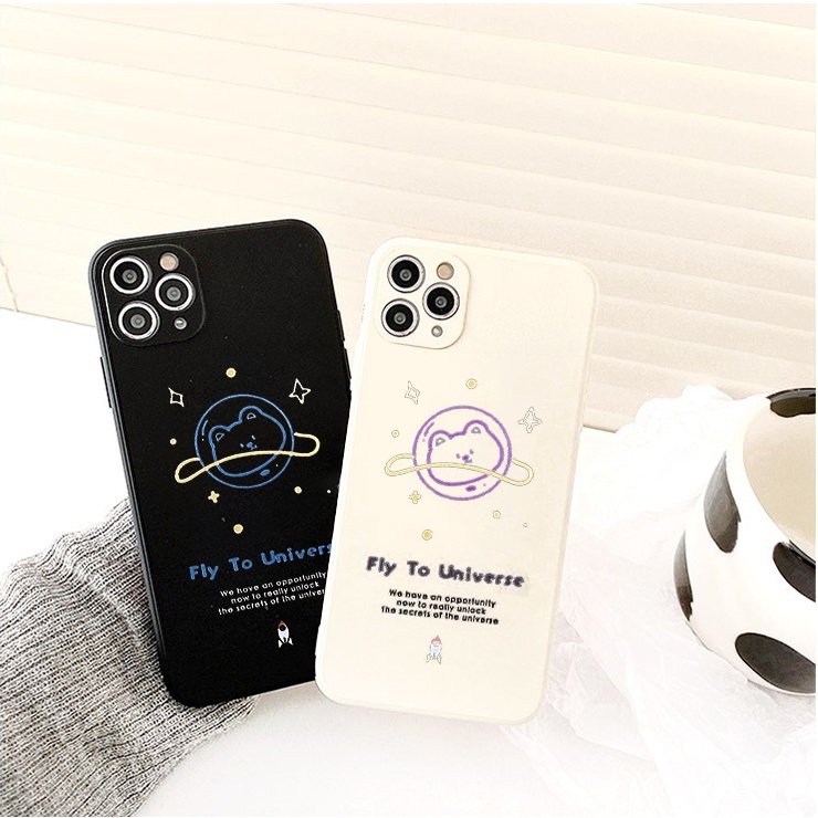 Ốp lưng iphone cạnh vuông hành tinh gấu cho ip 6/6plus/7/7plus/8/8plus/x/xs/11/12/13/pro/max/plus/promax-Awifi-e143