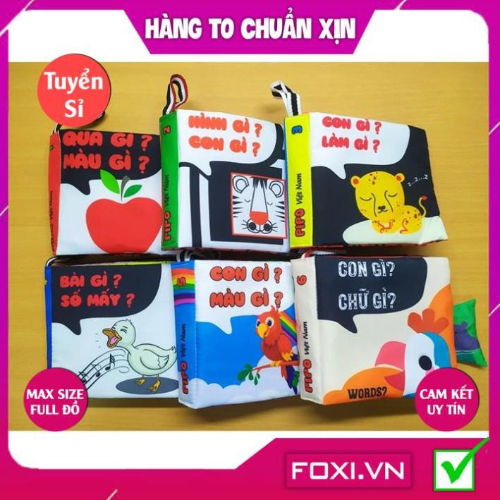 [FREESHIP HÀNG ĐẸP] Sách vải song ngữ Thông minh Foxi kích thích Ngũ quan giúp bé tăng Trí tưởng tượng-Dễ dàng vệ sinh