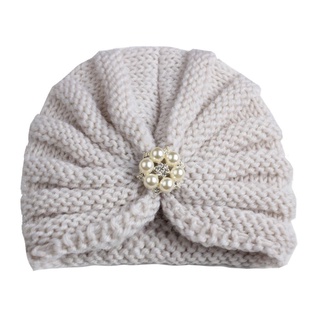 Mũ turban len thắt nút cho bé gái