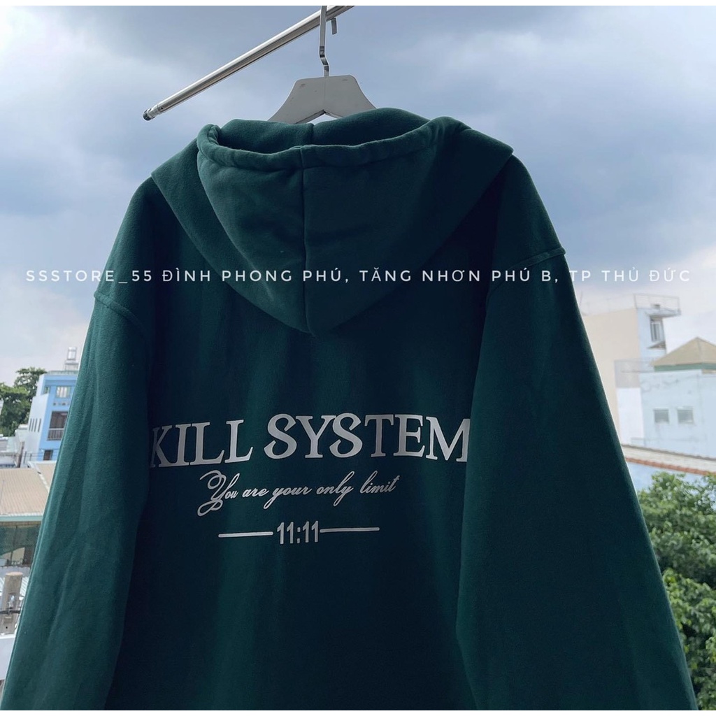 Áo khoác nỉ rêu mũ 2 lớp-6C5T