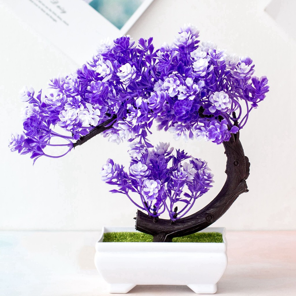 CÂY GIẢ BONSAI dáng trái tim hoa NGÂU ĐIỂM -  Chậu cây hoa Phú Quý Cát Tường, trang trí, đề bàn ngày Tết sum vầy