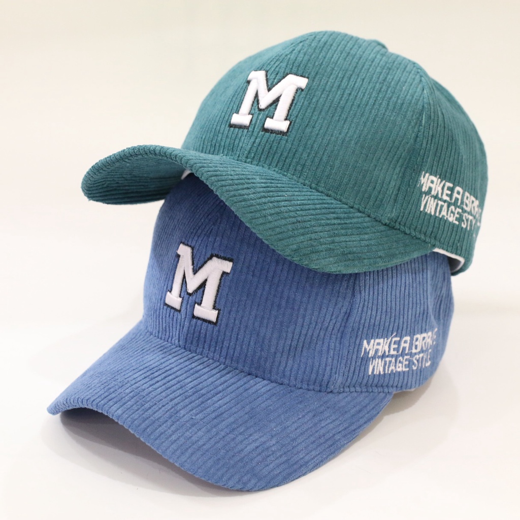 Mũ lưỡi trai ❤️ Nón kết thêu chữ M chất nhung tăm form unisex phong cách Ulzzang Thời trang AROMA siêu hot