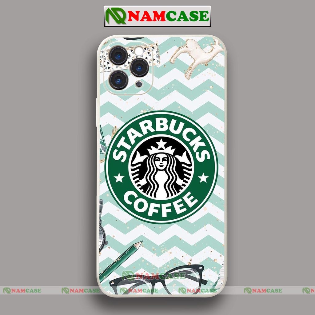 Ốp lưng điện thoại iPhone Starbuck cạnh viền vuông silicon dẻo bảo vệ cam ip 6/6s/7/8/X/XS/XR/11/12/13/14 Pro Plus Max