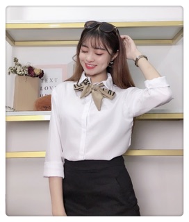 Áo sơ mi thắt nơ HÌNH THẬT 100%