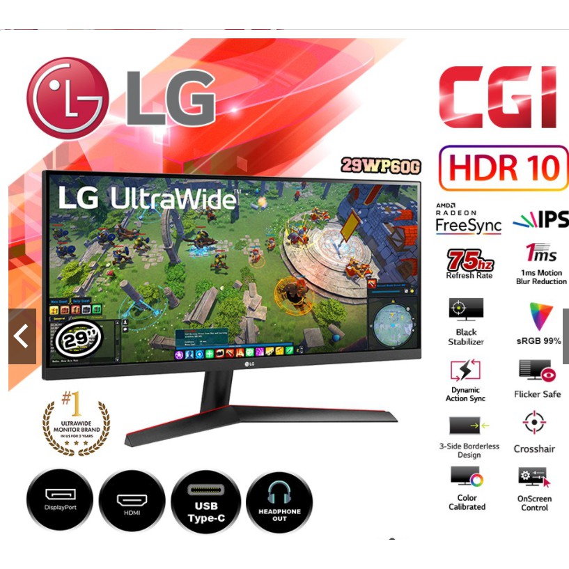 Màn hình máy tính LG 29 inch 75Hz 29WP60G-W UltraWide WFHD IPS - Hàng chính hãng - Mới năm 2023