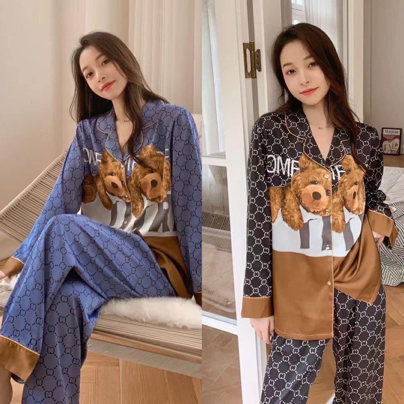 (Dưới 62kg) Đồ bộ pizama mặc nhà LỤA MANGO Tay Dài Quần Dài thiết kế cao cấp sang trọng cho bạn nữ