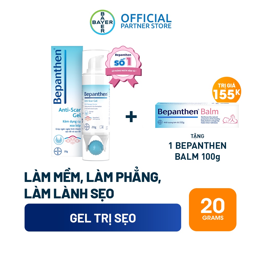 Gel giúp ngăn ngừa hình thành sẹo Bepanthen Antiscar Gel 20g Tặng 1 Bepanthen 100g