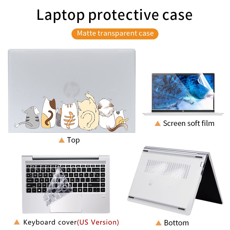 Ốp Máy Tính Bảng Bằng PVC Cứng Họa Tiết Hoạt Hình 4 Trong 1 Cho HP Probook 440 G8 14 Inch Pavilion 14-dv HP Pavilion 14-ce