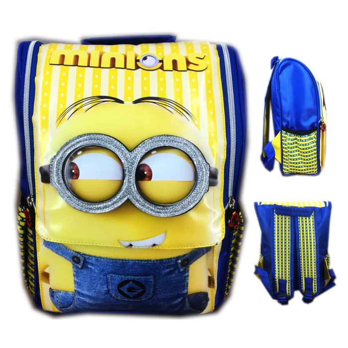 Ba Lô Đi Học/Du Lịch Dập Nổi Họa Tiết Hoạt Hình Minions 3D K9I6 Cho Bé Trai Và Bé Gái