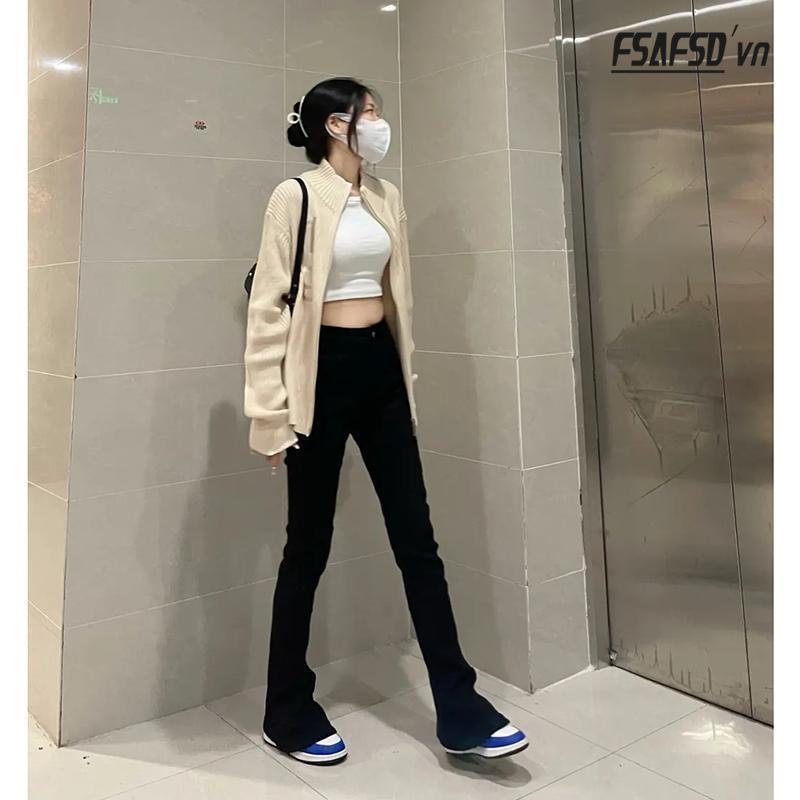 Quần Jeans Nữ Dài Ống Loe Thời Trang Cá Tính