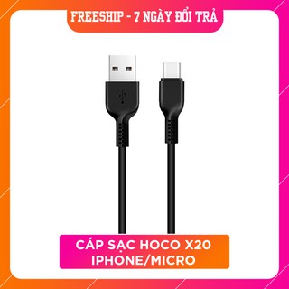 Cáp sạc Hoco X20 Sạc nhanh 2A Dây dài 3M / Đầu Lightning-Micro dòng máy Iphone-Android