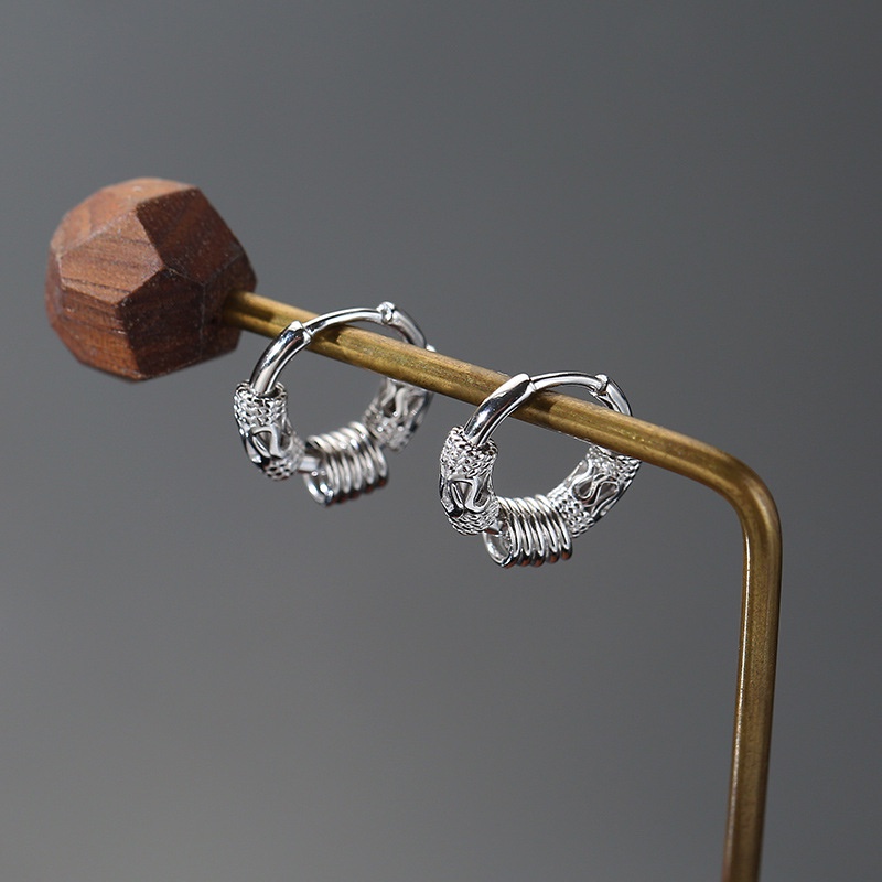 Khuyên tai Hipster 2 nam nữ GIÁ 1 CHIẾC unisex tròn dạng xỏ màu bạc đen đơn giản đẹp nhỏ xinh - HT Orn Earring Camcam