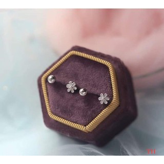Bông tai bạc thời trang nụ hoa chốt ren xoắn chất liệu bằng bạc s925 MS55dc