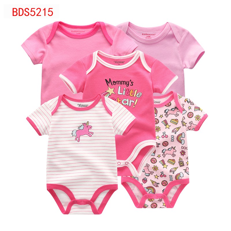 5 Áo liền quần Tay Ngắn Bằng Cotton Dùng Cho Trẻ Từ 0 Tới 12 Tháng