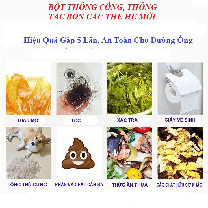 Bột Thông Bồn Cầu, Bột Thông Cống Thông Cực Mạnh Xử Lý Triệt Để Thông Tắc Ngẽn