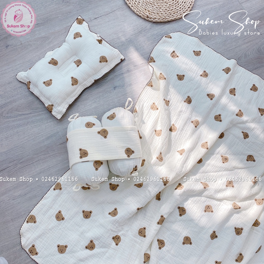 Chăn Xô BéBé 2 Lớp Xô Muslin Mỏng Nhẹ Thoáng Cho Bé KT 100x100cm