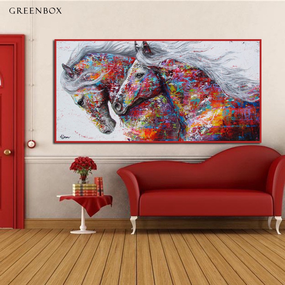 Tranh canvas hình con ngựa treo tường trang trí nội thất độc đáo ( không kèm khung )