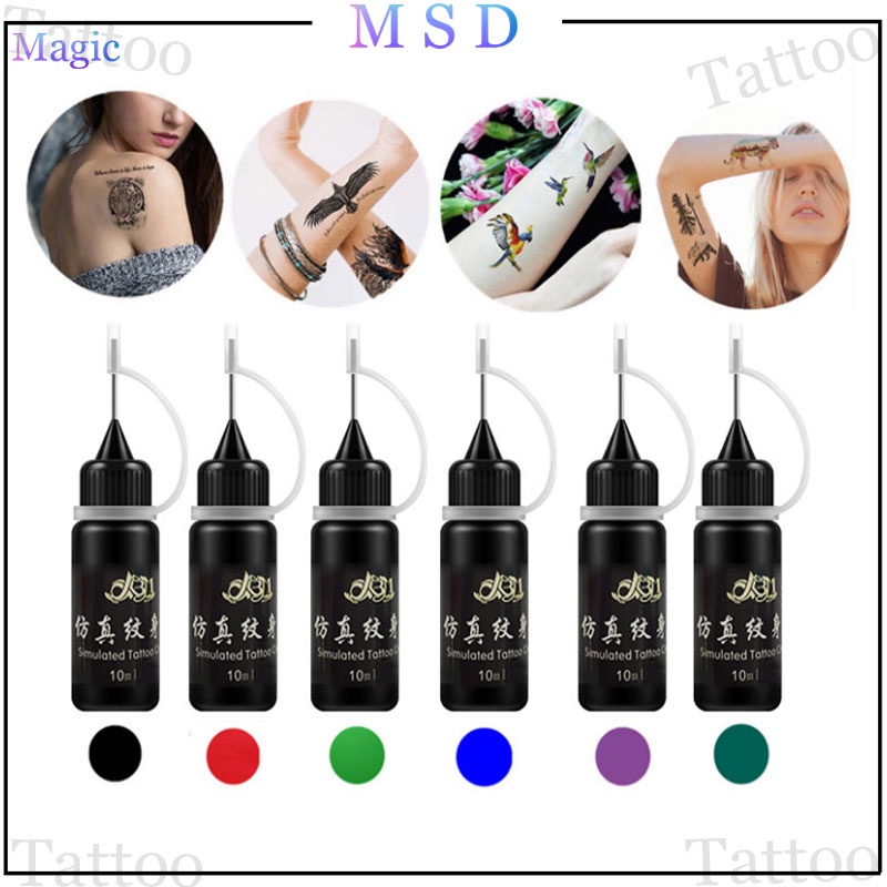 Hình xăm Tạm Thời Mực xăm tạm thời 15 ngày 6 tùy chọn màu sắc