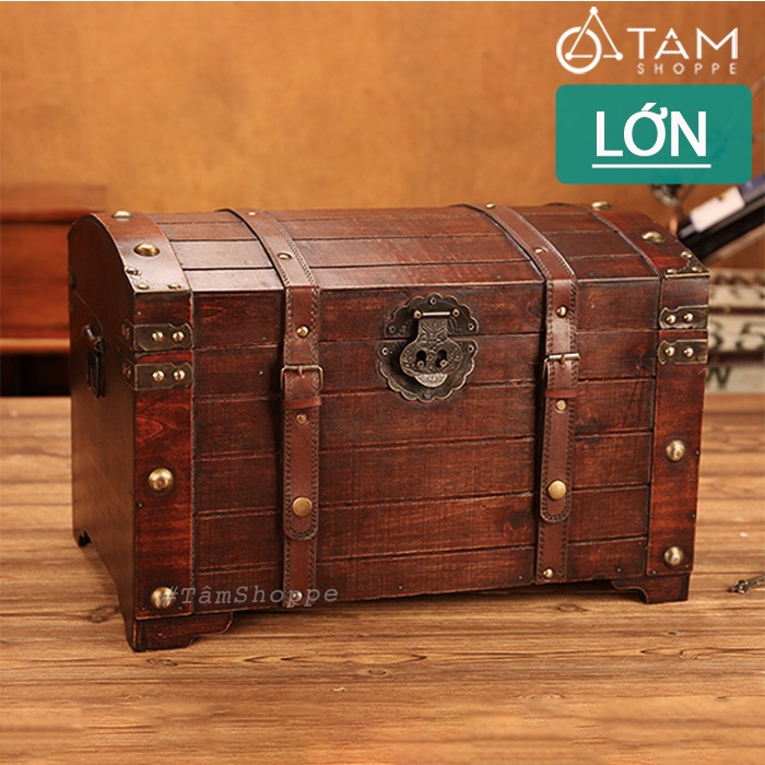 Rương gỗ Vintage đinh tán móc gài RG-04