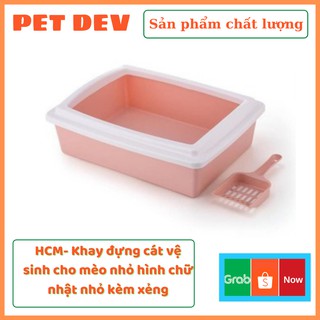 HCM-  Khay đựng cát vệ sinh cho mèo size nhỏ hình chữ nhật nhỏ kèm xẻng