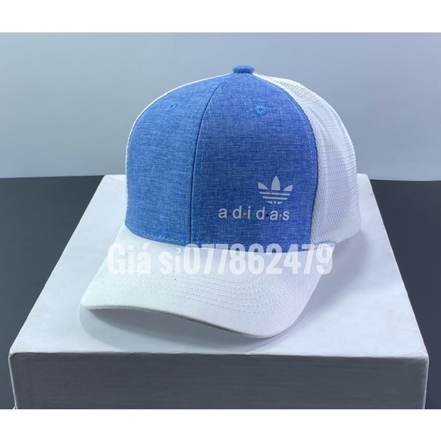 Nón kết lưỡi trai xanh Jean phối lưới thể thao in adas thời trang