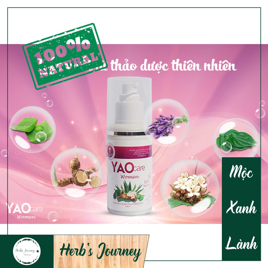 Dung dịch vệ sinh phụ nữ thảo dược Yaocare women - Dược Khoa - 100% thảo mộc - Chống viêm nhiễm, khí hư