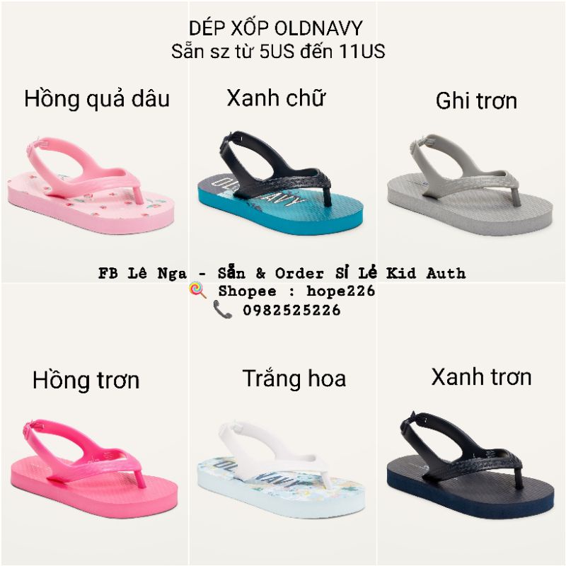 Dép xốp xỏ ngón quai hậu (có chun) OLDNAVY CHÍNH HÃNG sz từ 5Us đến 11Us