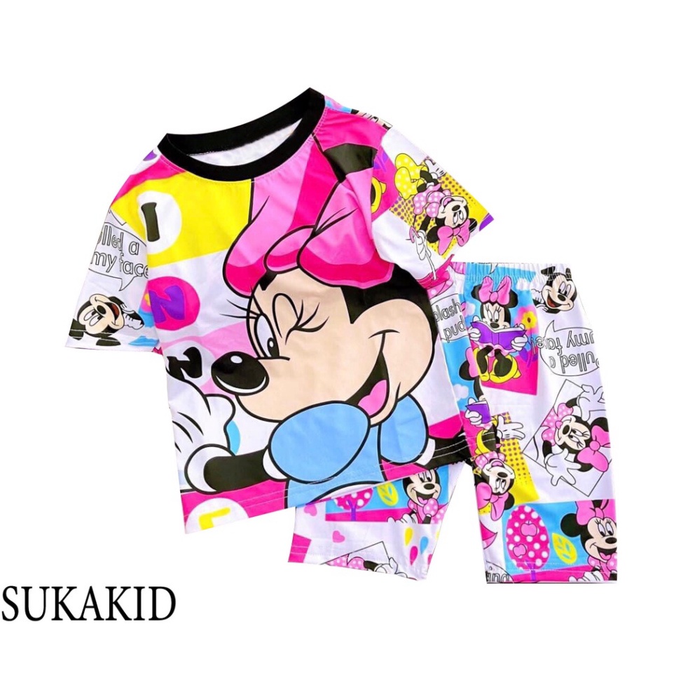 ( Chuyên sỉ lẻ Quần áo trẻ em ) Đồ bộ bé gái siêu đẹp hình in 3D chất liệu thoáng mát mềm mịn co hình mecki ô vuông  mèo
