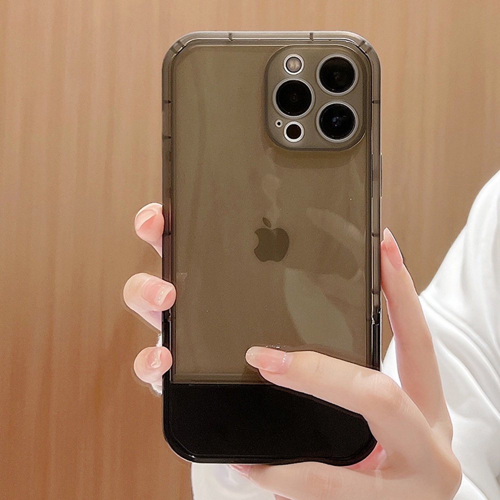 Ốp Điện Thoại Trong Suốt Có Giá Đỡ Cho Iphone 11 8 7 Plus SE2 XS XR 12 13 PRO MAX AT0202