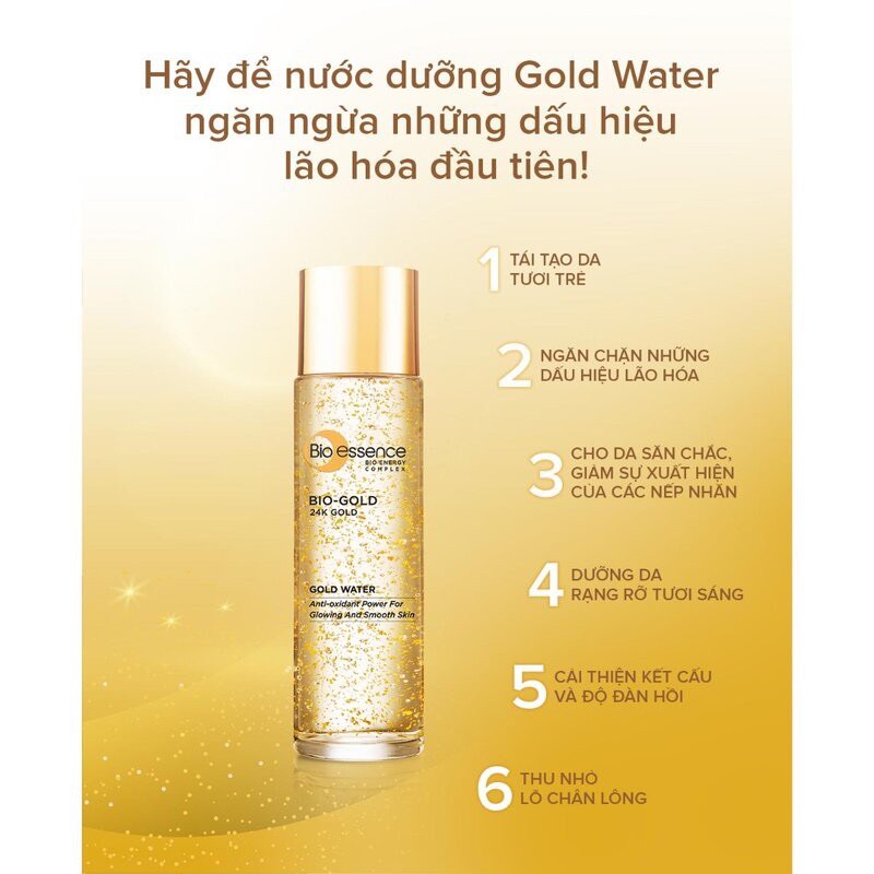 Nước dưỡng da Bio-essence Bio-Gold ngăn ngừa dấu hiệu lão hóa chiết xuất vàng sinh học 24K 30ml/chai