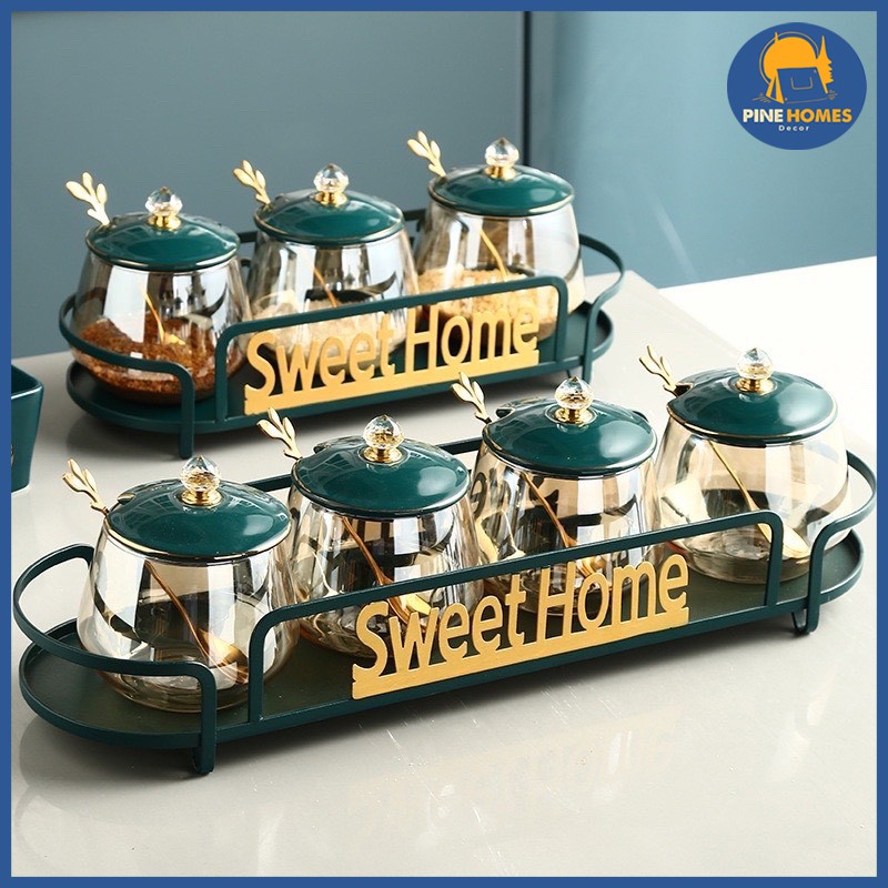 (HÀNG CÓ SẴN) Hũ Đựng Gia Vị Sweet Home Thiết Kế Độc Đáo Hàng cao Cấp