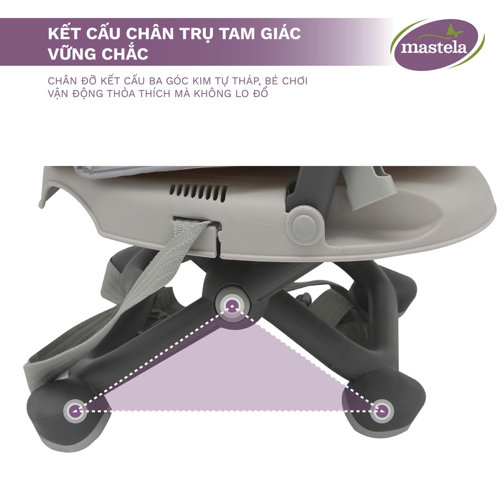 Ghế ăn dặm có nệm, điều chỉnh độ cao, gấp gọn cho bé đi du lịch Mastela 1013 thiết kế gọn nhẹ, an toàn cho bé