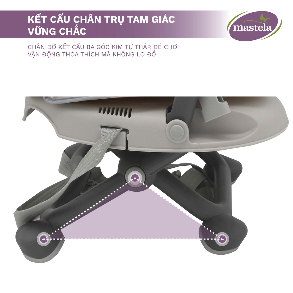 Ghế ăn dặm siêu gọn nhẹ, có nệm Mastela 1013, tùy chỉnh độ cao, tiêu chuẩn ASTM MỸ - BPA FREE - Bảo hành 12 tháng chính