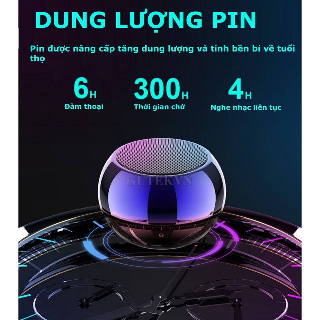 Loa bluetooth mini không dây nghe nhạc kết nối được 2 loa Gutek Y3 âm thanh hay vỏ kim loại nhiều màu