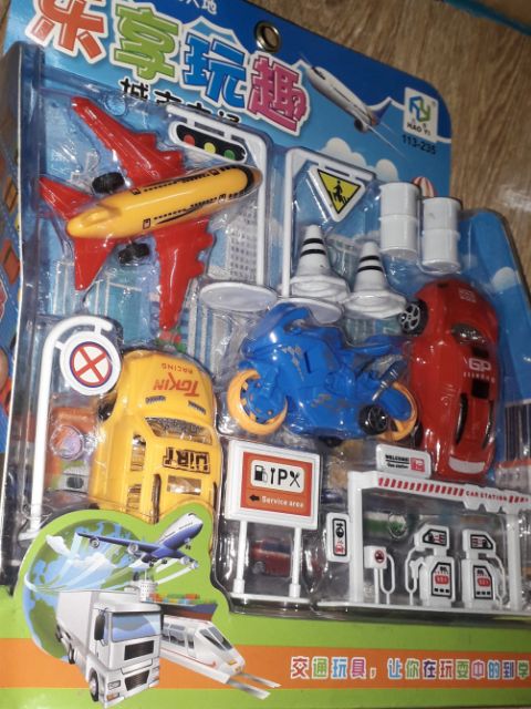 Sét xe mô hình công trình thành phố hoặc xây dựng bằng nhựa