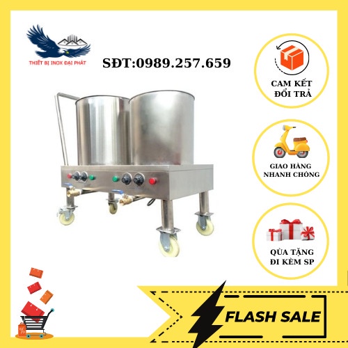 Bộ đôi nồi nấu phở 30 - 50l đi kèm là tấm chắn inox và giỏ đựng xương, nồi nấu phở 3 lớp bảo hành 12 tháng