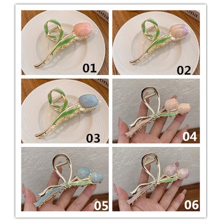 Kẹp Tóc Hình Hoa Tulip Lưng Kiểu Pháp Thanh Lịch Cổ Điển Cho Nữ