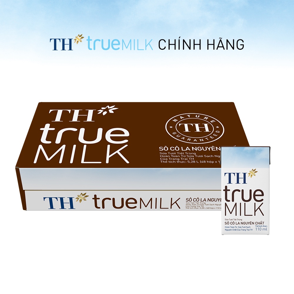 Thùng 48 hộp sữa tươi tiệt trùng sôcôla nguyên chất TH True Milk 110ml (110ml x 48)